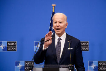 BRUSSELS, BELGIUM. 24th March 2022. Joe Biden, President of USA, during press conference, after NATO Extraordinary Summit. Brussels, Belgium