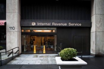 The Internal Revenue Building in Manhattan on March 8,2013 as seen from the public sidewalk.