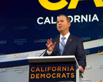 Long Beach, CA - Nov 16, 2019: Senator Adam Schiff speaking at the Democratic Party Endorsing Convention in Long Beach, CA.