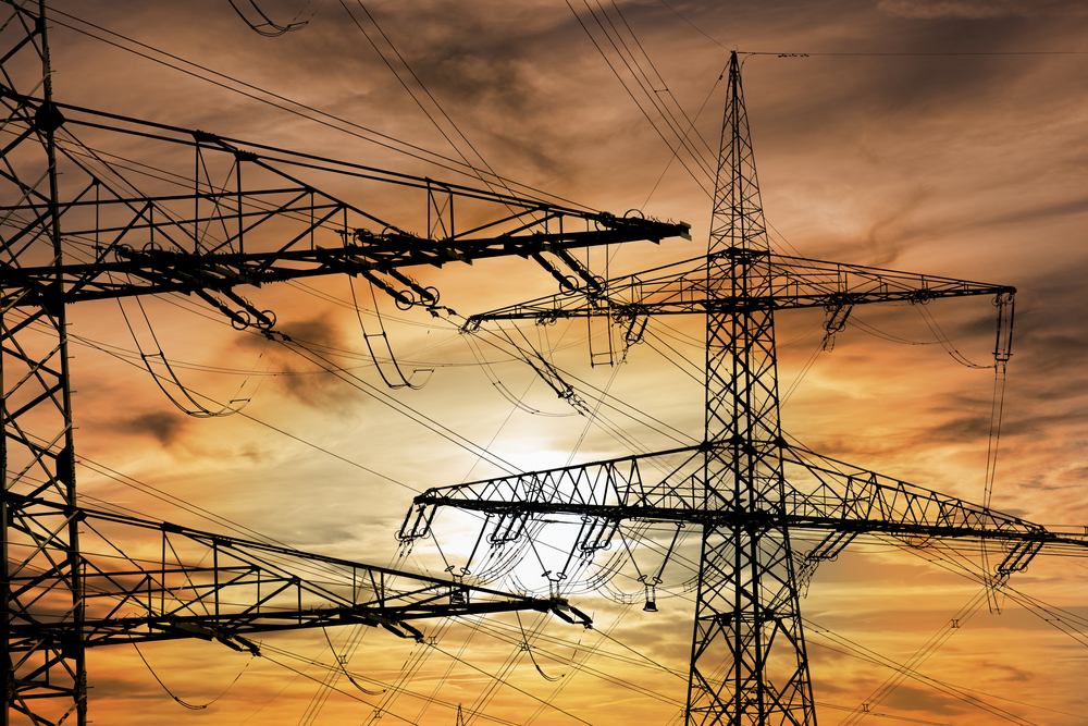 pylons and high voltage cable for electricity and energy